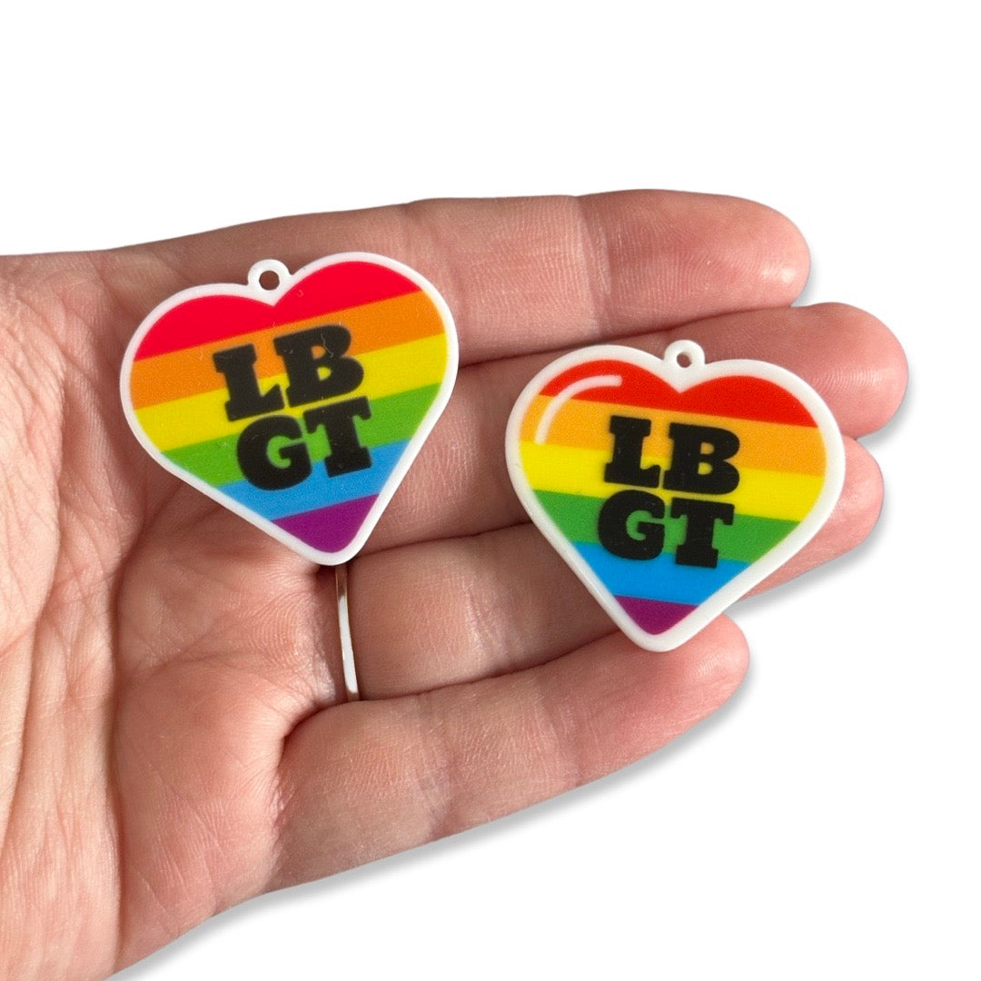 6pcs LBGT rainbow heart Charms