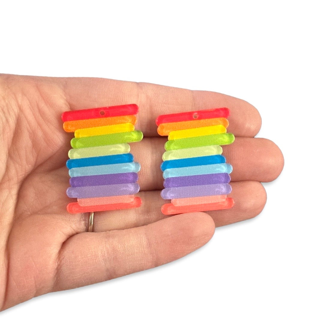 6pcs Stacked Rainbow of colors charms