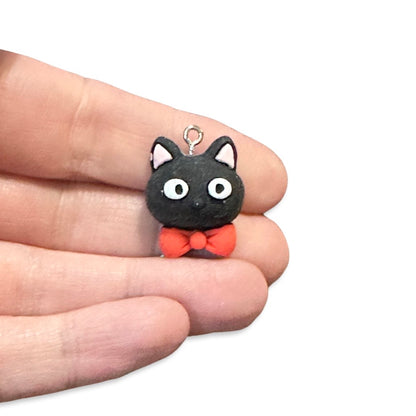 12pcs Black cat red bow tie Charms