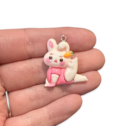 4pcs Pink Yoga Bunny charms